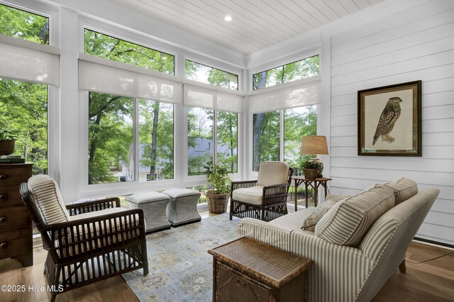3722 White Cliffs Dr, Castle Hayne, NC 28429 - sunroom / solarium featuring wood finished floors, wooden walls, and recessed lighting