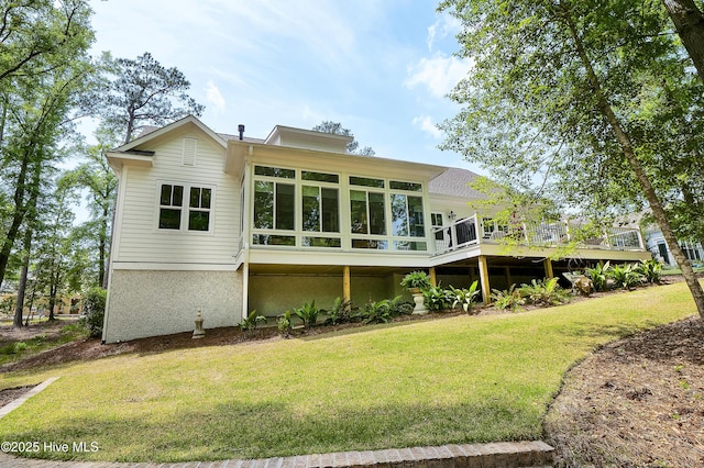 3722 White Cliffs Dr, Castle Hayne, NC 28429 - back of house with a yard and a deck