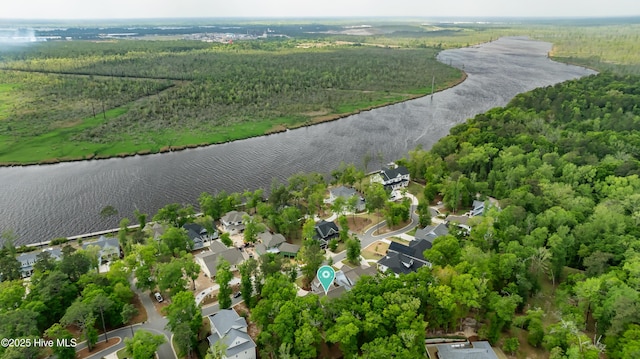 3722 White Cliffs Dr, Castle Hayne, NC 28429 - aerial view of residential area with a large body of water and a heavily wooded area