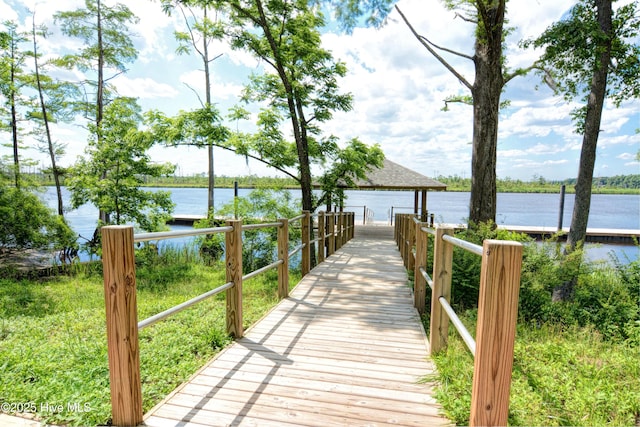 3722 White Cliffs Dr, Castle Hayne, NC 28429 - dock with a water view and a gazebo