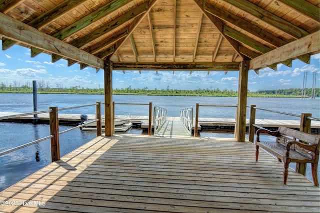3722 White Cliffs Dr, Castle Hayne, NC 28429 - dock area featuring a gazebo and a water view