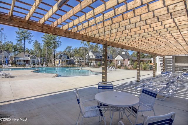 3722 White Cliffs Dr, Castle Hayne, NC 28429 - community pool with a pergola, a residential view, and a patio area
