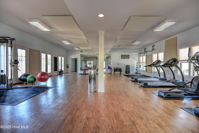 3722 White Cliffs Dr, Castle Hayne, NC 28429 - workout area featuring wood finished floors