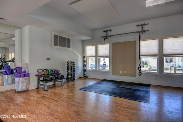 3722 White Cliffs Dr, Castle Hayne, NC 28429 - workout area with wood finished floors and baseboards