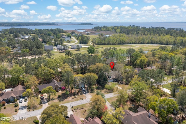 6321 Albatross Dr, New Bern, NC 28560 - aerial perspective of suburban area featuring a nearby body of water and a local golf course