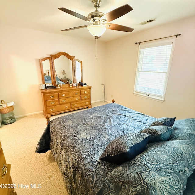 501 Blackfoot Trl, Edenton, NC 27932 - carpeted bedroom featuring visible vents, baseboards, and ceiling fan