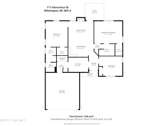 711 Glenarthur Dr, Wilmington, NC 28412 - home floor plan