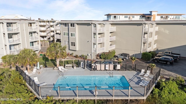 community pool with fence