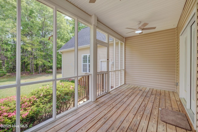 1708 N County Dr, Castle Hayne, NC 28429 - unfurnished sunroom featuring ceiling fan