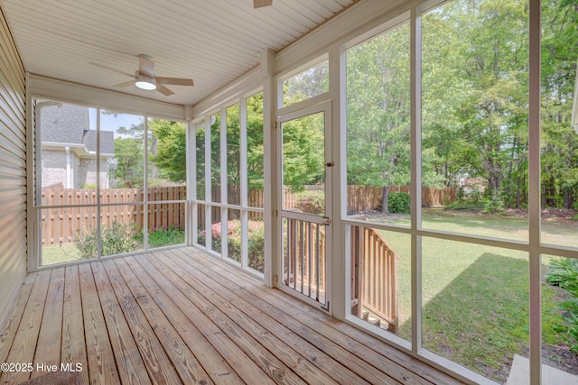 1708 N County Dr, Castle Hayne, NC 28429 - unfurnished sunroom with ceiling fan