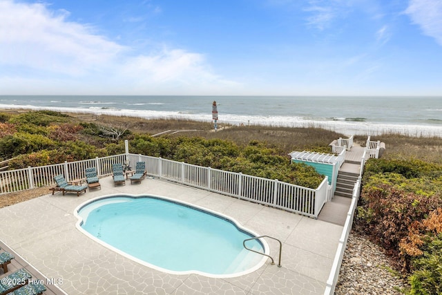 449 Maritime Pl, Pine Knoll Shores, NC 28512 - view of swimming pool with a patio area and view of water and beach