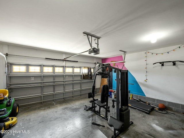 garage with a garage door opener