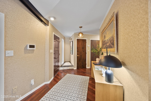 40 Inverness Rd, Pinehurst, NC 28374 - hallway with dark wood-style flooring and ornamental molding