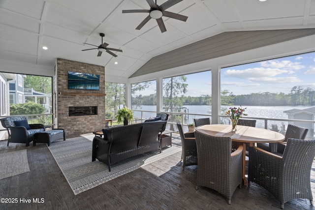 122 Back Creek Dr, Hertford, NC 27944 - sunroom with vaulted ceiling, recessed lighting, and wood finished floors