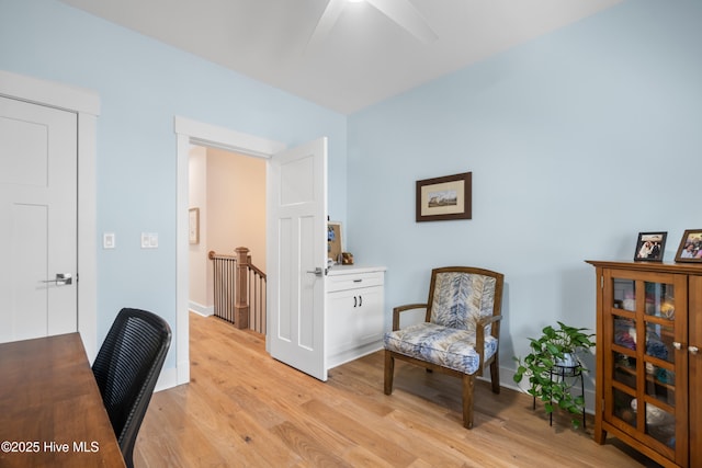 122 Back Creek Dr, Hertford, NC 27944 - office space with baseboards, ceiling fan, and light wood finished floors