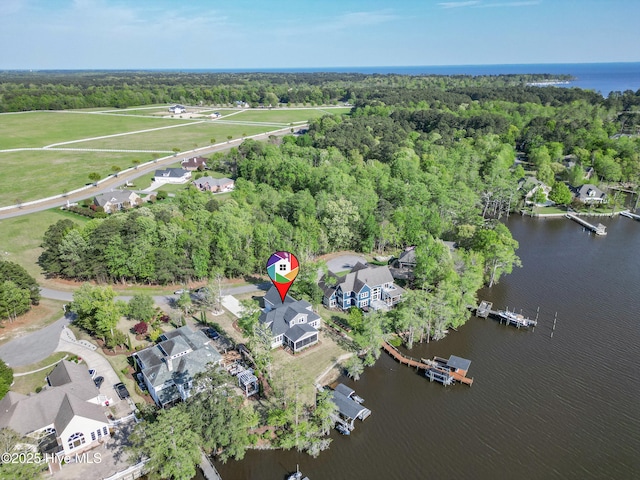 122 Back Creek Dr, Hertford, NC 27944 - birds eye view of property featuring a view of trees and a water view