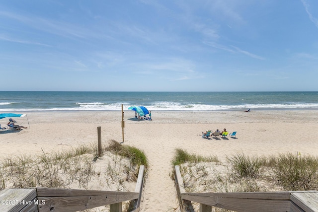 view of water feature featuring a view of the beach