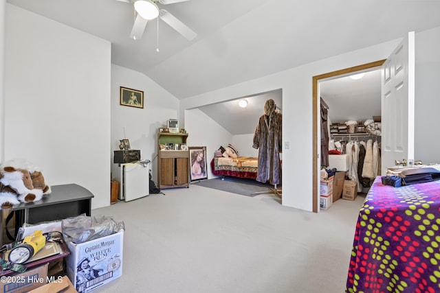 14 Sunnyvale Dr, Wilmington, NC 28412 - bedroom featuring a closet, lofted ceiling, carpet floors, and ceiling fan