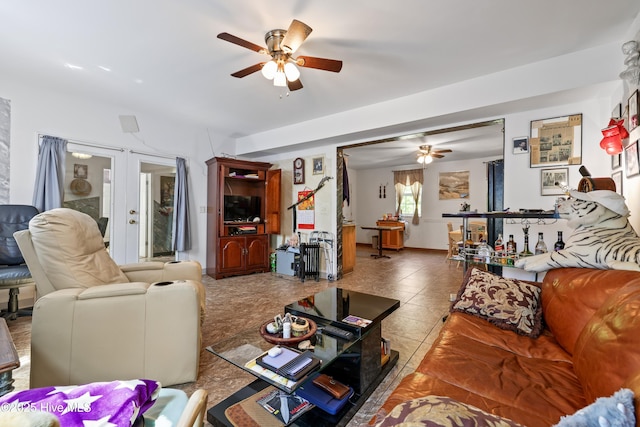 14 Sunnyvale Dr, Wilmington, NC 28412 - living room featuring a ceiling fan and french doors