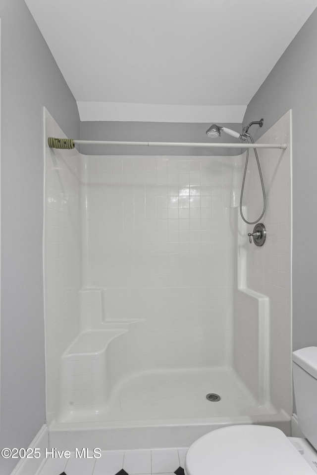 full bath with walk in shower and toilet