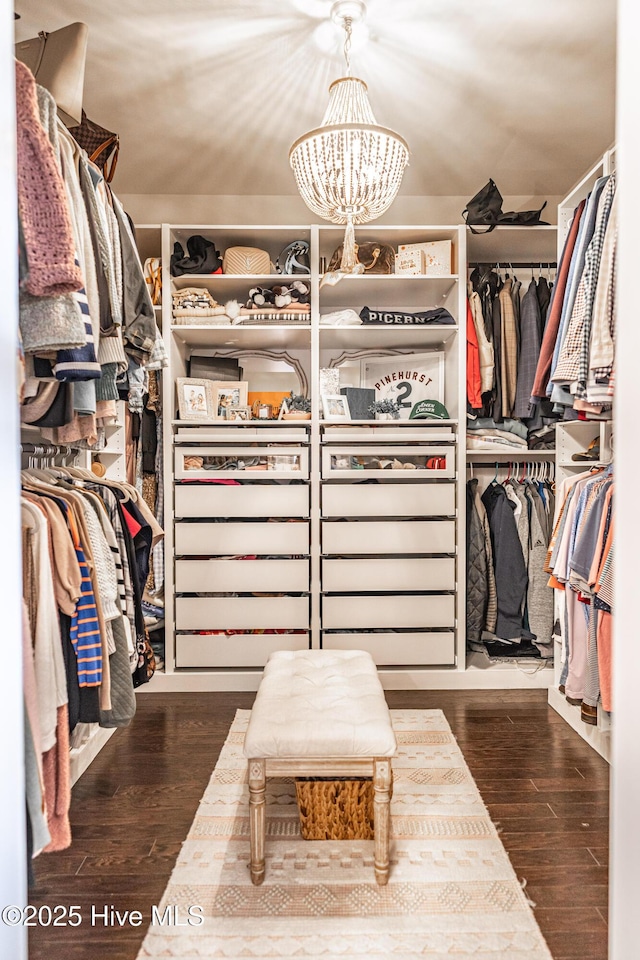 180 Cashew Loop, Cameron, NC 28326 - walk in closet with wood finished floors and a chandelier