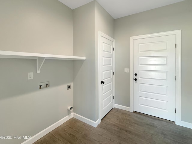 GEORGETOWN Spinnaker Dr, Elizabeth City, NC 27909 - washroom featuring electric dryer hookup, baseboards, washer hookup, laundry area, and wood finished floors