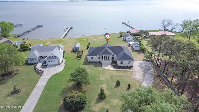 111 Waterway Ct, Aydlett, NC 27916 - drone / aerial view with a water view