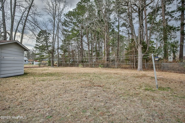 view of yard featuring a fenced backyard