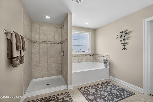 6509 Fawn Settle Dr, Wilmington, NC 28409 - full bath with a bath, tiled shower, and tile patterned flooring