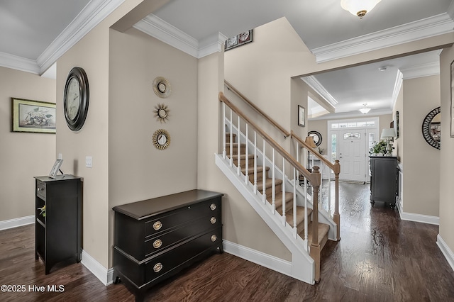 6509 Fawn Settle Dr, Wilmington, NC 28409 - staircase featuring wood finished floors and crown molding