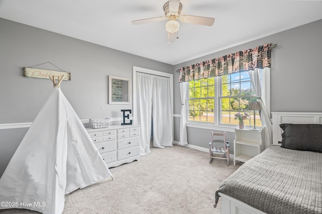 1401 W Queen St, Edenton, NC 27932 - bedroom featuring light carpet and a ceiling fan