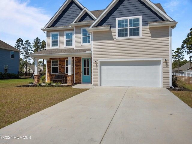 153 Ballantine Grove Ln, Newport, NC 28570 - craftsman house with a porch, a garage, and concrete driveway