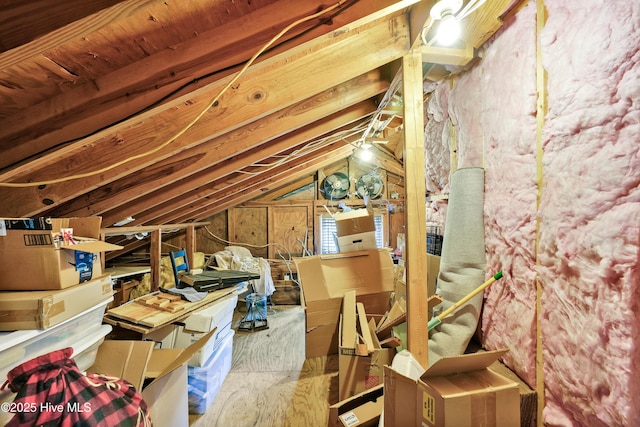 view of unfinished attic