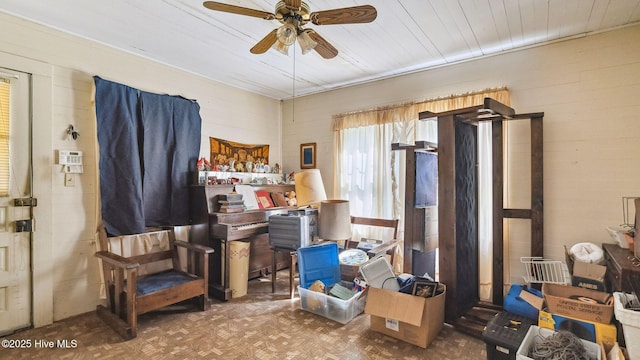 storage with a ceiling fan