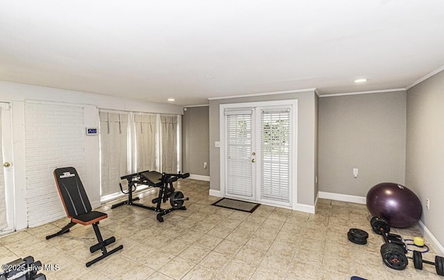 300 Moye Ave NW, Wilson, NC 27893 - exercise area with ornamental molding, french doors, and recessed lighting