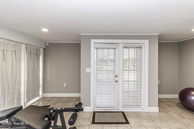 300 Moye Ave NW, Wilson, NC 27893 - workout area with ornamental molding, tile patterned flooring, and recessed lighting