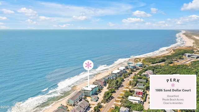 drone / aerial view of unending shoreline