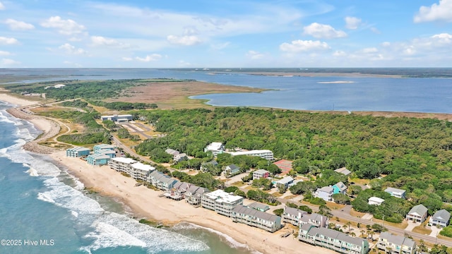 drone / aerial view of unending shoreline