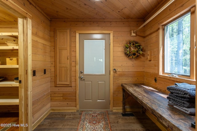 105 Tucker Ct, West End, NC 27376 - foyer entrance with wood finished floors, wooden ceiling, and wooden walls