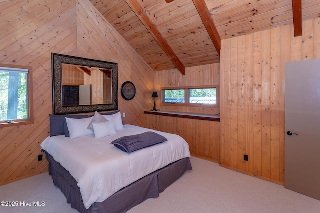 105 Tucker Ct, West End, NC 27376 - carpeted bedroom with wood walls and wooden ceiling