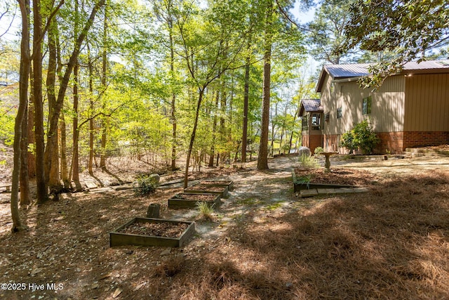 view of yard featuring a garden