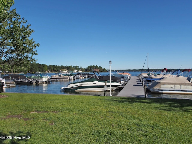 105 Tucker Ct, West End, NC 27376 - dock area with a lawn and a water view