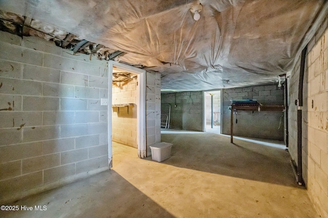 view of unfinished below grade area