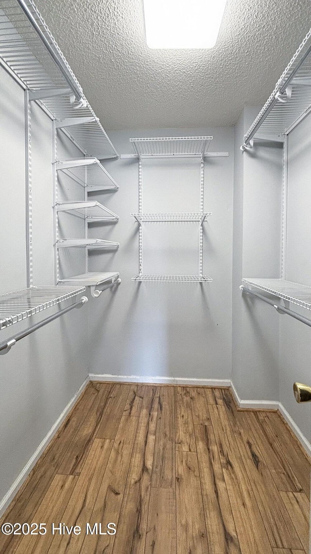 walk in closet featuring wood finished floors