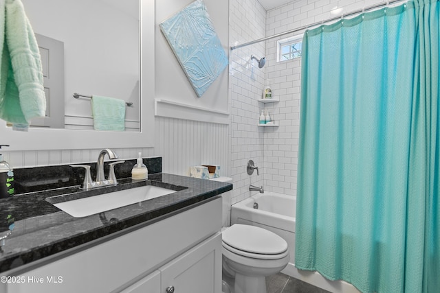 3981 Bay Colony Rd NE, Leland, NC 28451 - full bathroom featuring shower / tub combo, toilet, vanity, and tile patterned floors