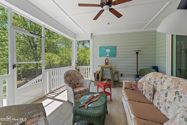 3981 Bay Colony Rd NE, Leland, NC 28451 - sunroom / solarium featuring a ceiling fan