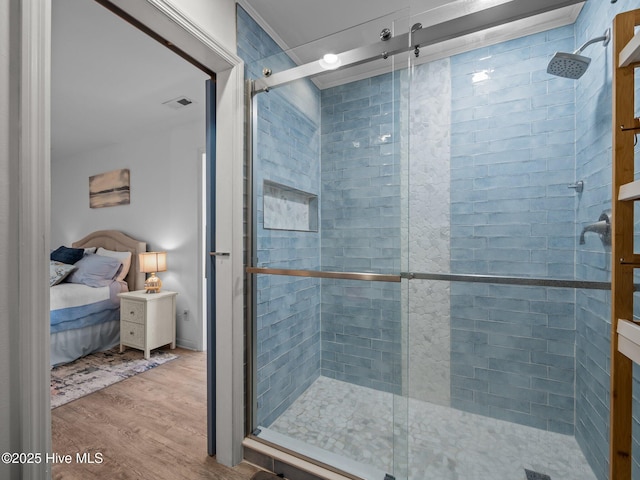 267 Live Oak Rd, Newport, NC 28570 - ensuite bathroom with wood finished floors and a shower stall