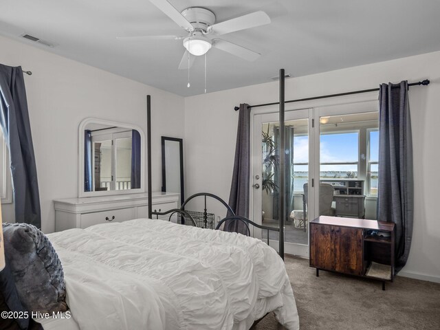 267 Live Oak Rd, Newport, NC 28570 - bedroom featuring carpet flooring, ceiling fan, and access to outside