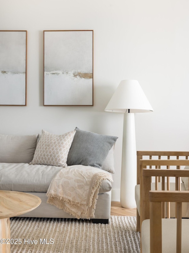 living area featuring wood finished floors