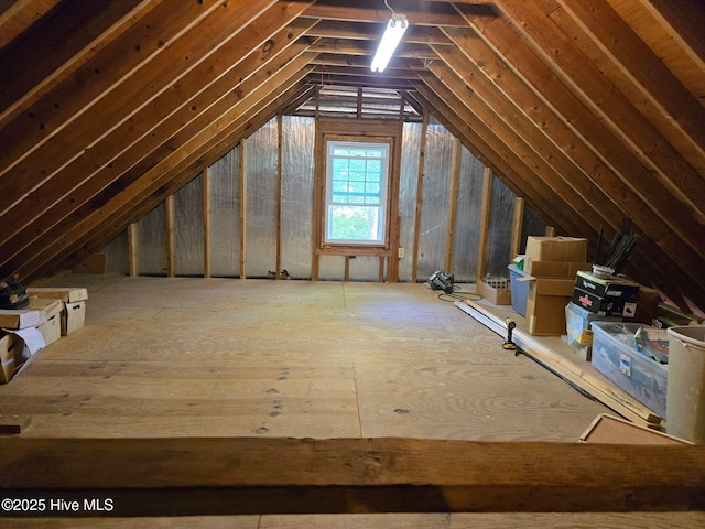 view of unfinished attic